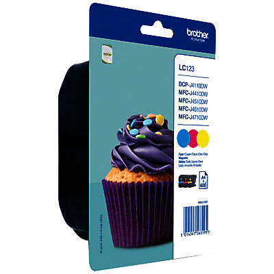 Brother LC123VALBP Inkjet Cartridges, Cyan, Magenta and Yellow Value Pack